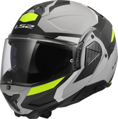 LS2 FF910 Advant II Flip Up Motorcycle Helmet - Triple Light Grey/Hi-Vis Yellow