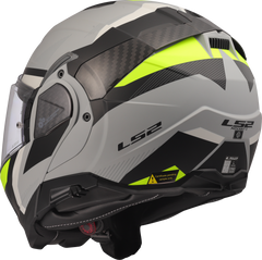 LS2 FF910 Advant II Flip Up Motorcycle Helmet - Triple Light Grey/Hi-Vis Yellow