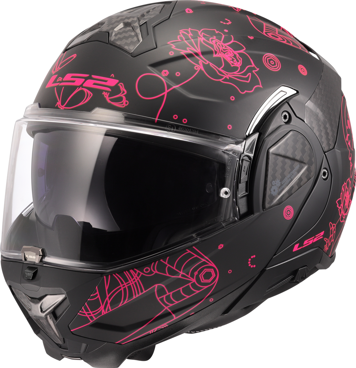 LS2 FF910 Advant II Flip Up Motorcycle Helmet - Sophia Black/Pink