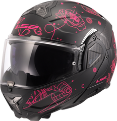 LS2 FF910 Advant II Flip Up Motorcycle Helmet - Sophia Black/Pink