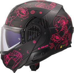 LS2 FF910 Advant II Flip Up Motorcycle Helmet - Sophia Black/Pink