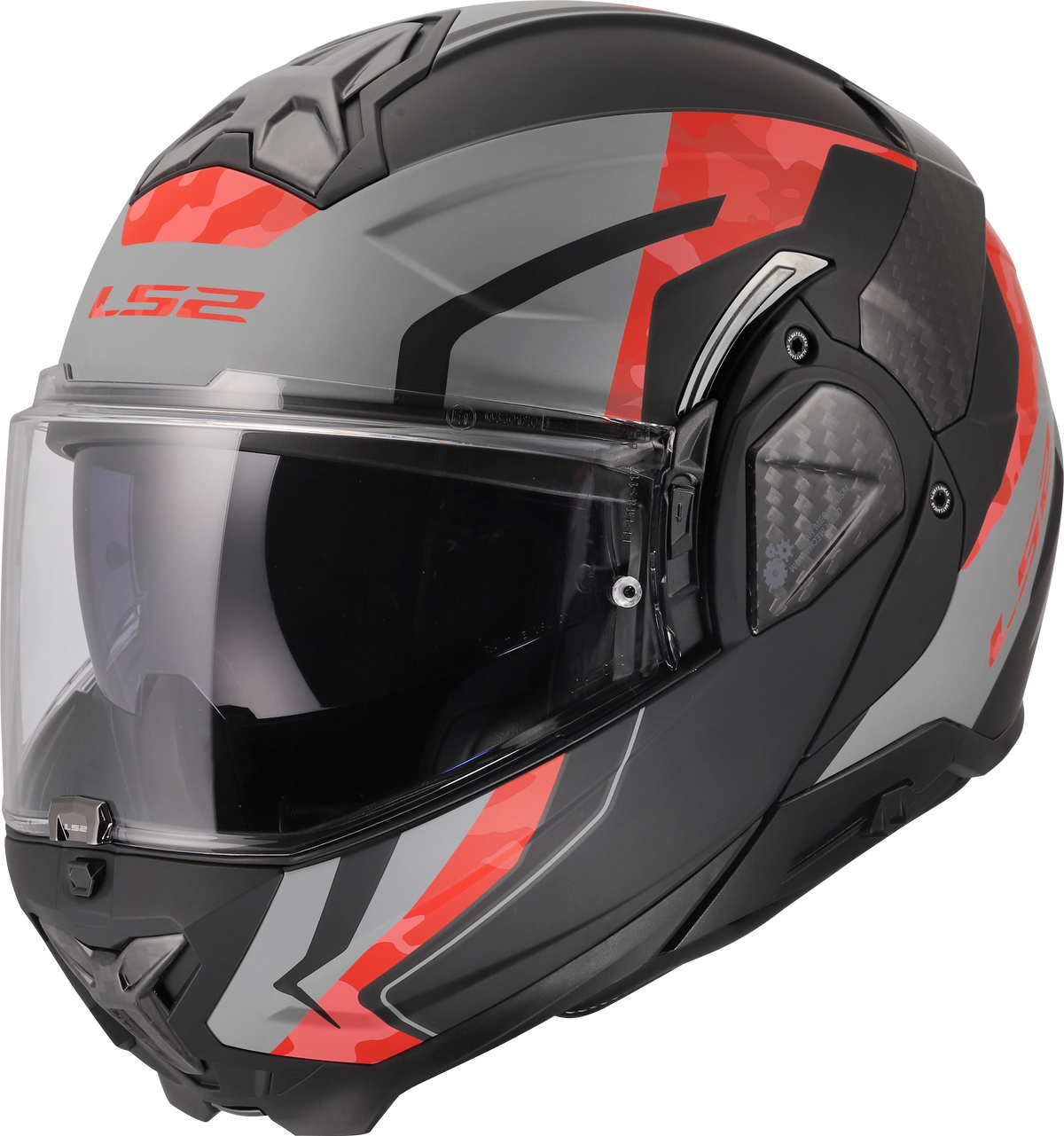 LS2 FF910 Advant II Flip Up Motorcycle Helmet - Glide Black/Grey/Red