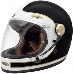ViPER F660 Full Face Retro Motorcycle Helmet - Black/White