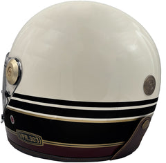ViPER F660 Full Face Retro Motorcycle Helmet - Stripes Cream/Burgundy