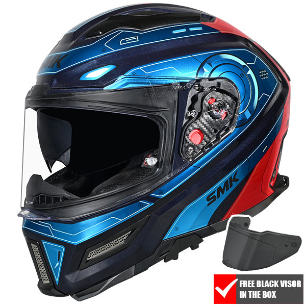 SMK Agnar Full Face Motorcycle Helmet - Cyborg Gloss Teal