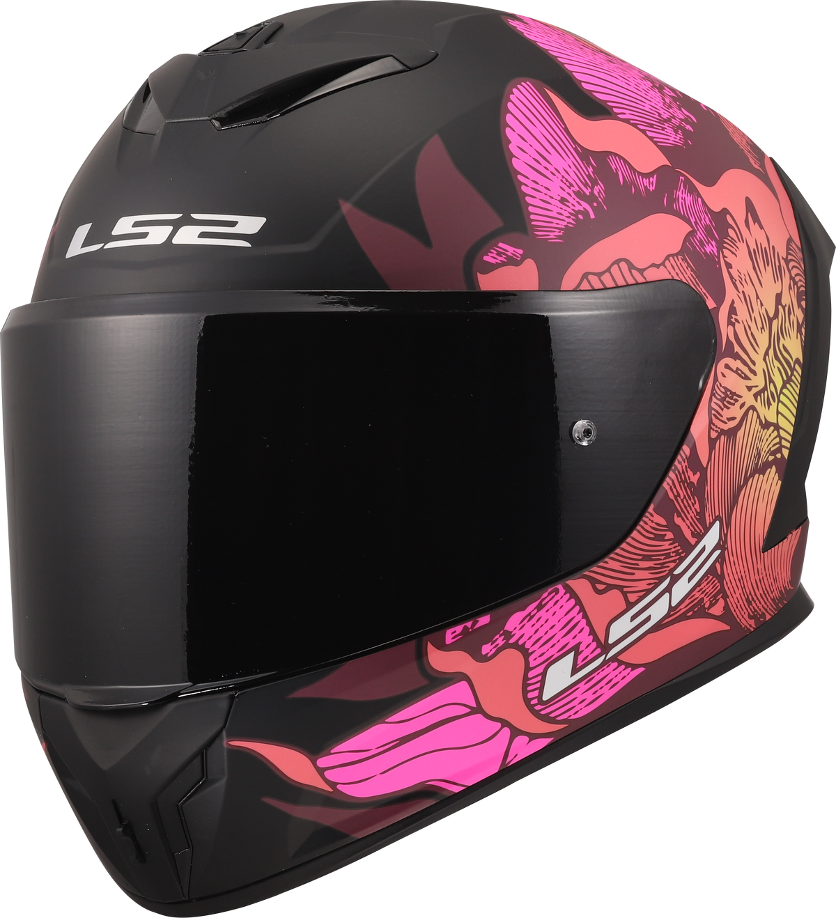 LS2 FF820 Rapid III Full Face Motorcycle Helmet - Poppies II Black/Pink
