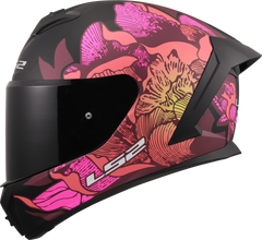 LS2 FF820 Rapid III Full Face Motorcycle Helmet - Poppies II Black/Pink