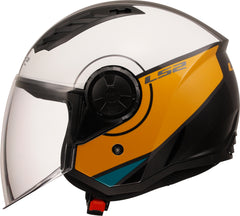 LS2 OF616 Airflow II Open Face Motorcycle Helmet - Cover White/Brown