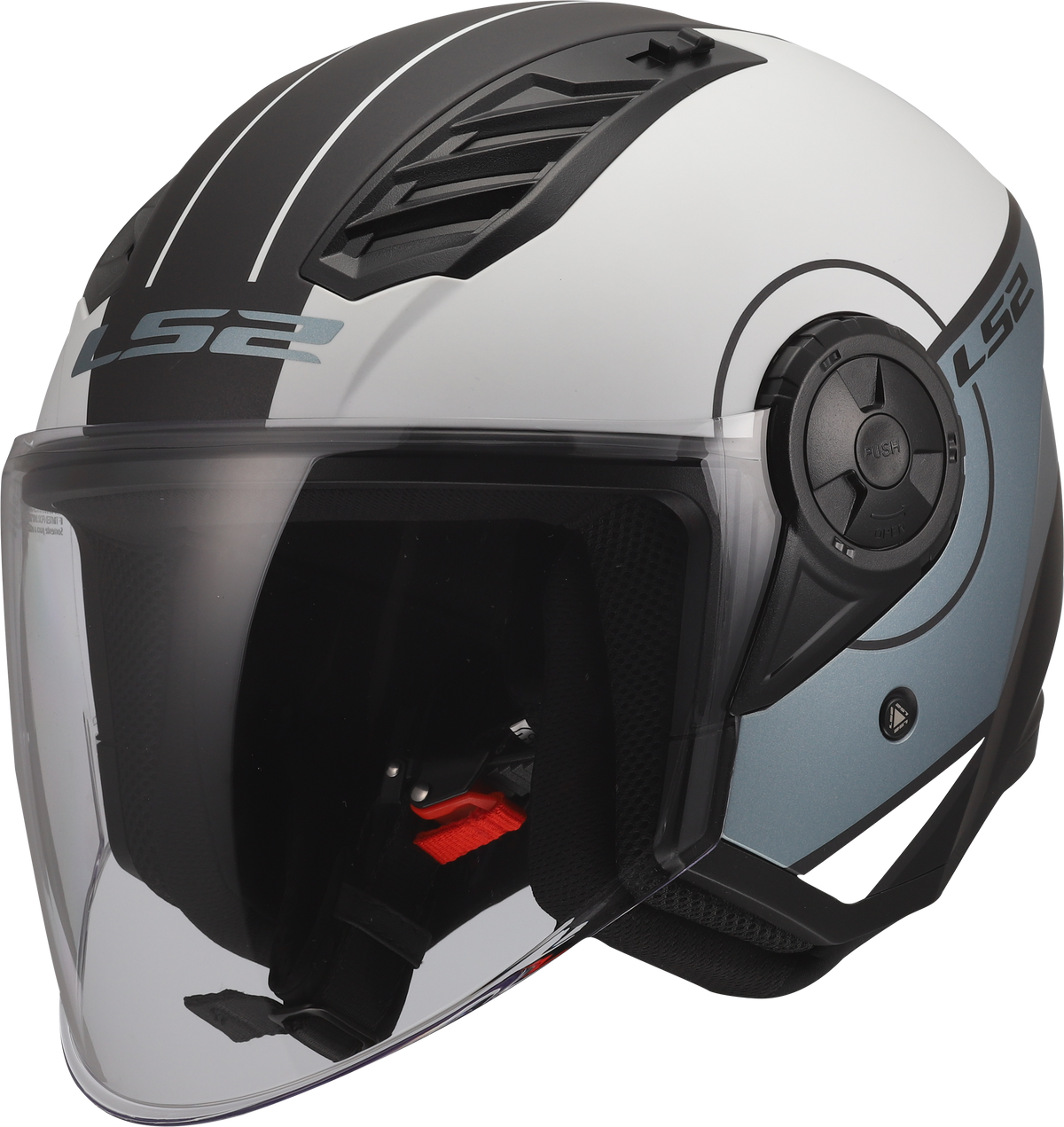 LS2 OF616 Airflow II Open Face Motorcycle Helmet - Cover Matt Grey/Blue