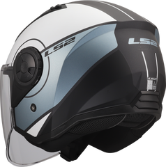 LS2 OF616 Airflow II Open Face Motorcycle Helmet - Cover Matt Grey/Blue