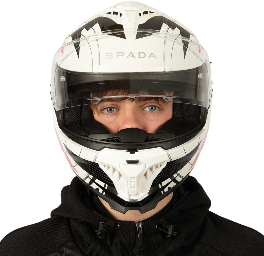 Spada SP18 Full Face Motorcycle Helmet - Strike White/Black/Red