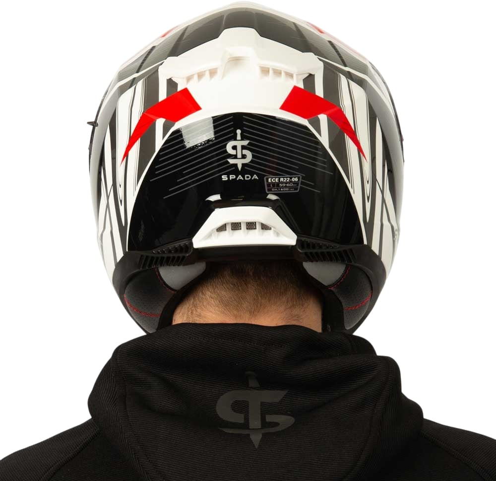 Spada SP18 Full Face Motorcycle Helmet - Strike White/Black/Red
