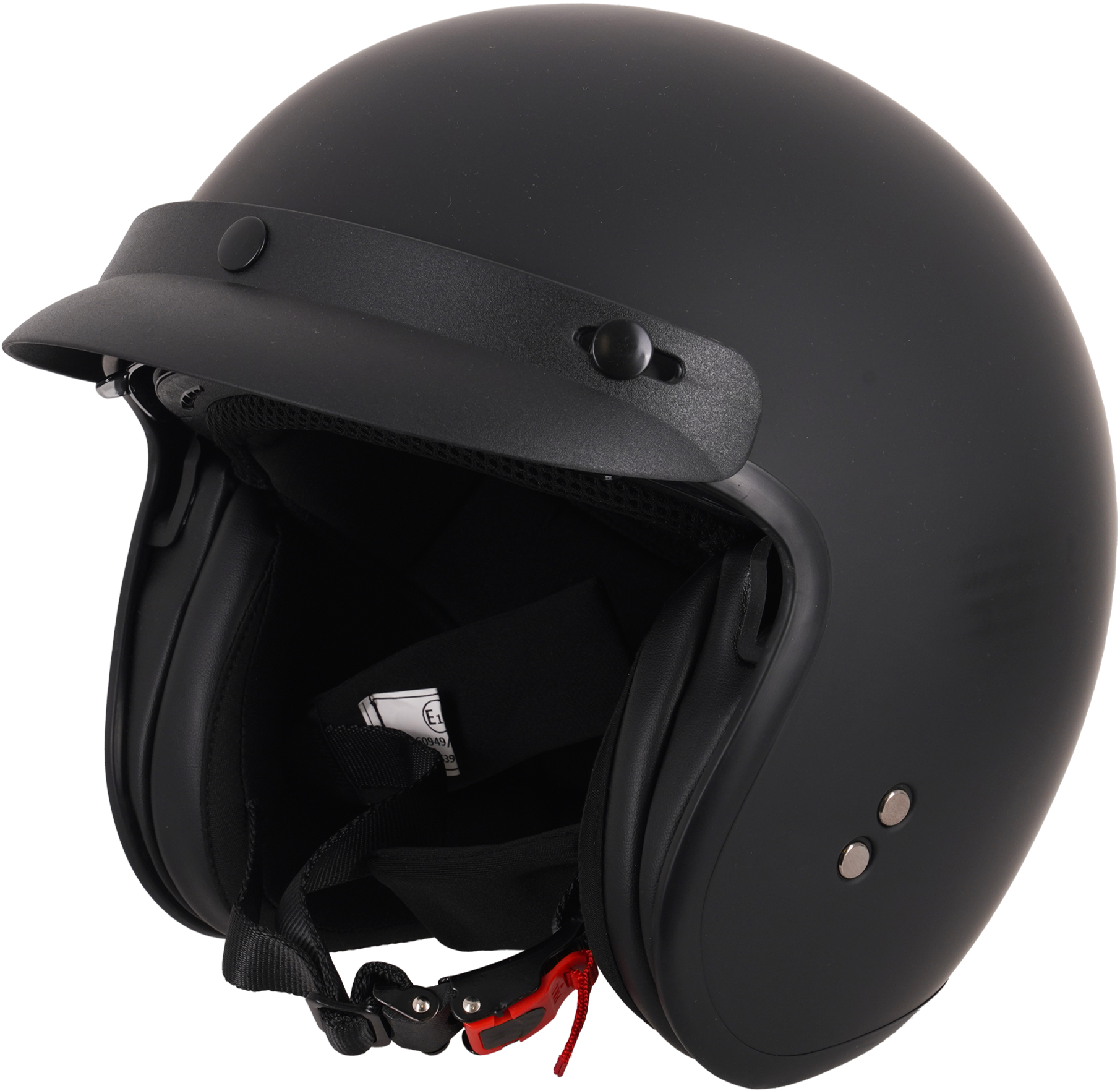 Stealth Open Face Motorcycle Helmet With Peak - Matt Black
