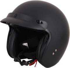 Stealth Open Face Motorcycle Helmet With Peak - Matt Black