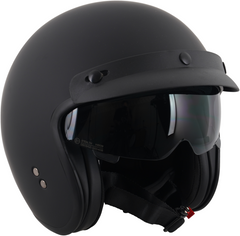 Stealth Open Face Motorcycle Helmet With Peak - Matt Black