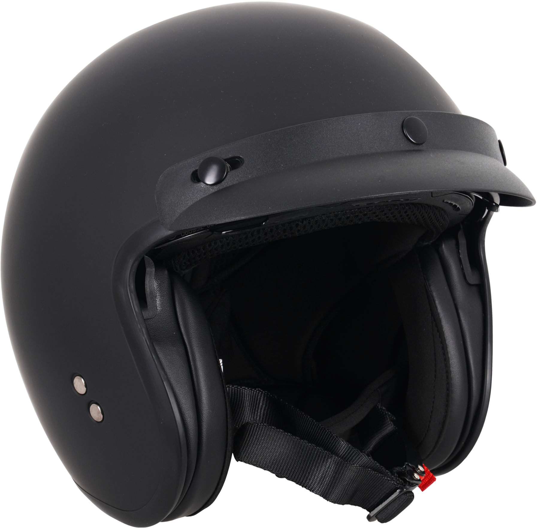 Stealth Open Face Motorcycle Helmet With Peak - Matt Black