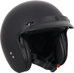 Stealth Open Face Motorcycle Helmet With Peak - Matt Black