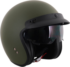 Stealth Open Face Motorcycle Helmet With Peak - Matt Green