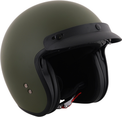 Stealth Open Face Motorcycle Helmet With Peak - Matt Green
