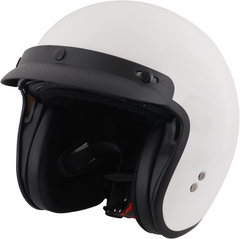 Stealth Open Face Motorcycle Helmet With Peak - Gloss White
