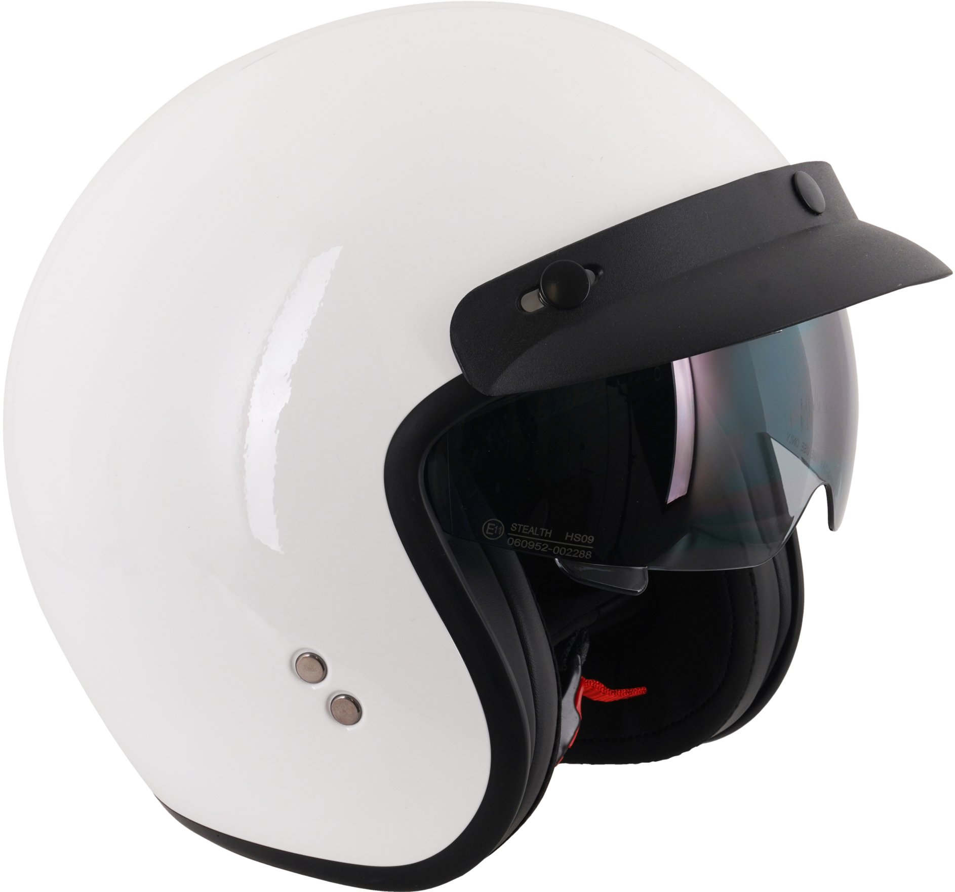 Stealth Open Face Motorcycle Helmet With Peak - Gloss White