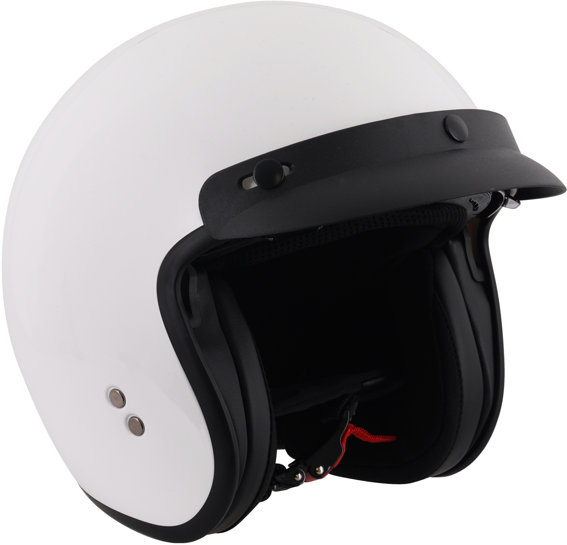 Stealth Open Face Motorcycle Helmet With Peak - Gloss White