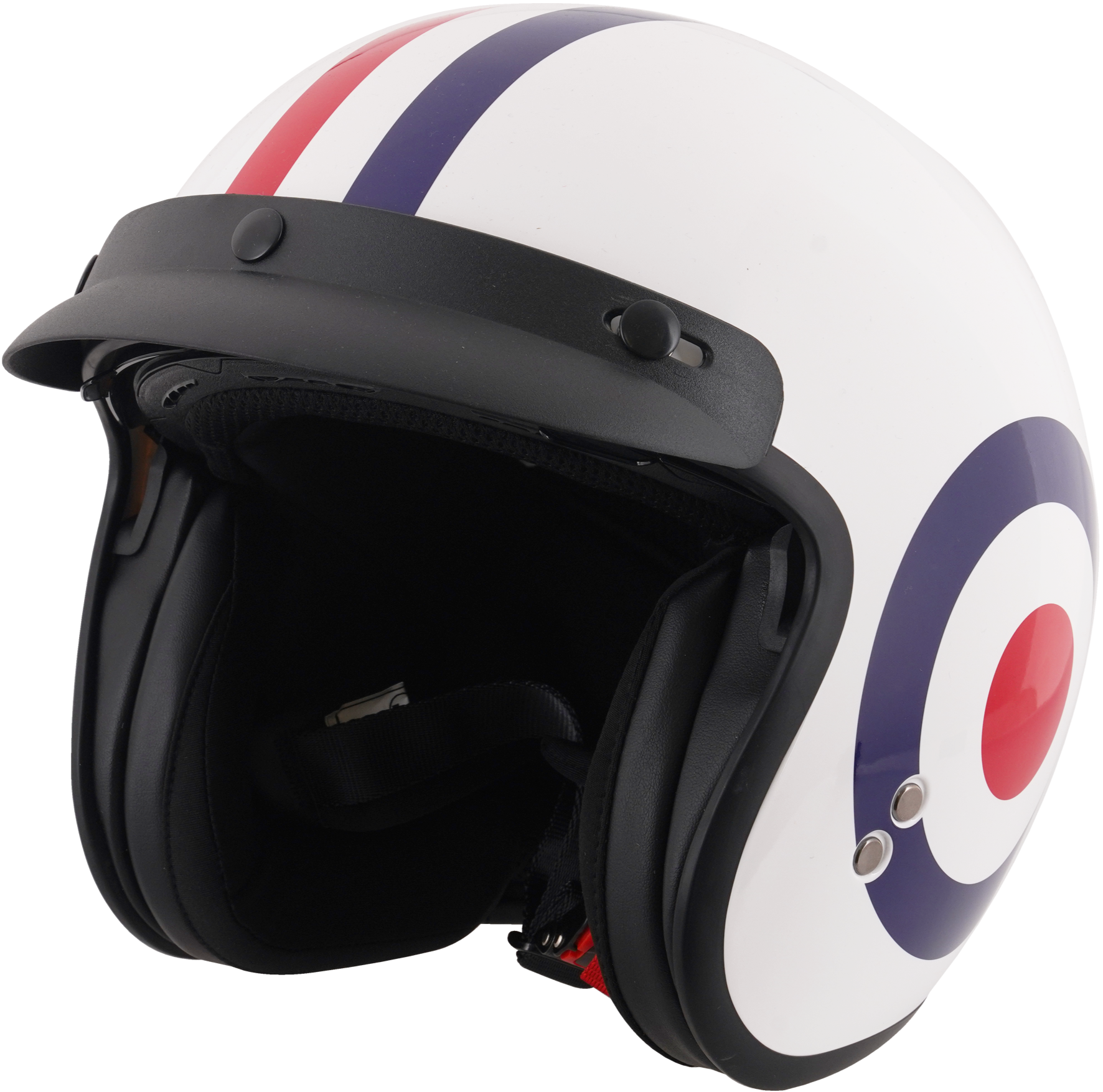 Stealth Open Face Motorcycle Helmet With Peak - Roundel