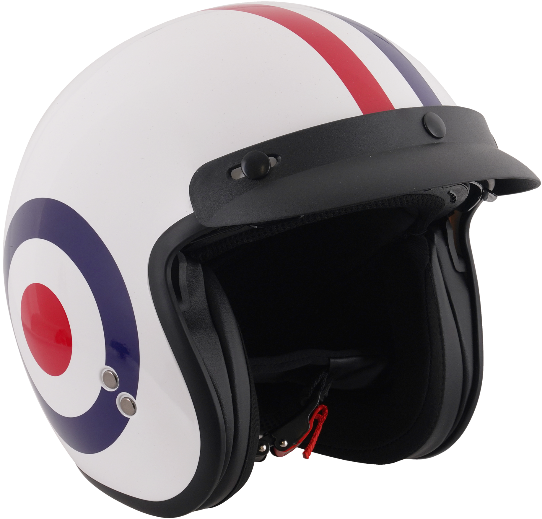 Stealth Open Face Motorcycle Helmet With Peak - Roundel