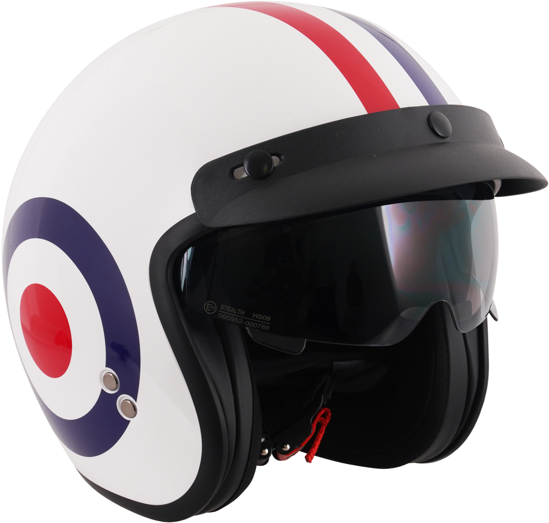 Stealth Open Face Motorcycle Helmet With Peak - Roundel