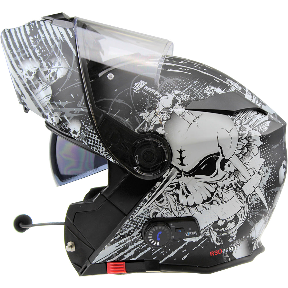 ViPER RS-V171 Flip Up Motorcycle Helmet - Matt Skull