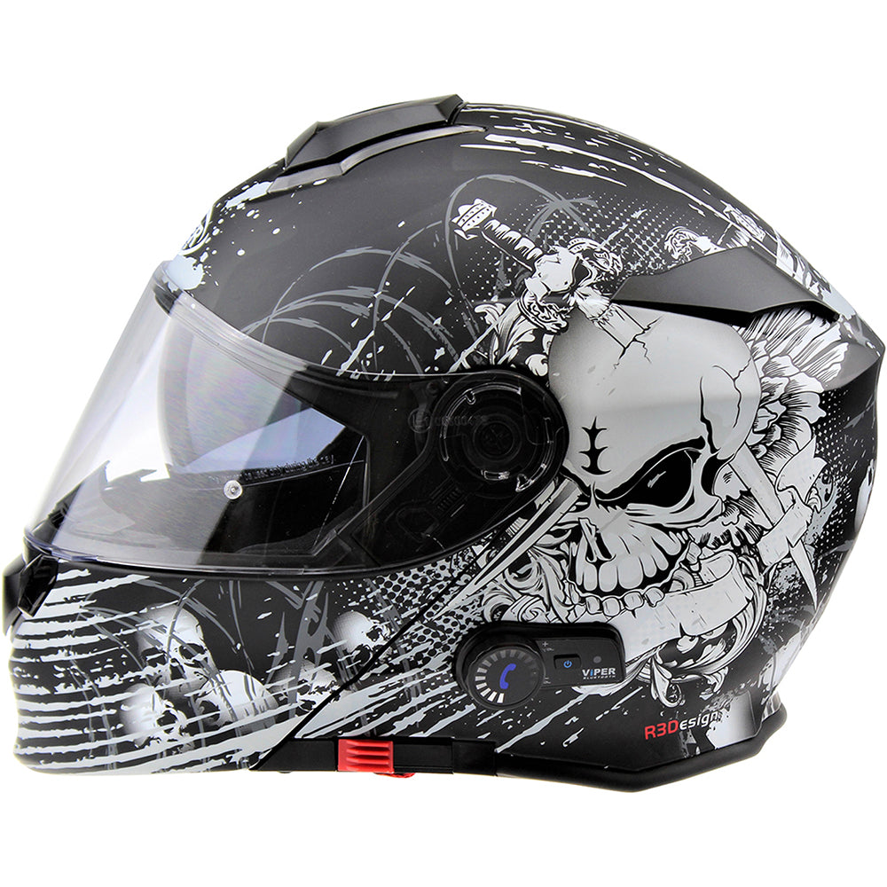 ViPER RS-V171 Flip Up Motorcycle Helmet - Matt Skull