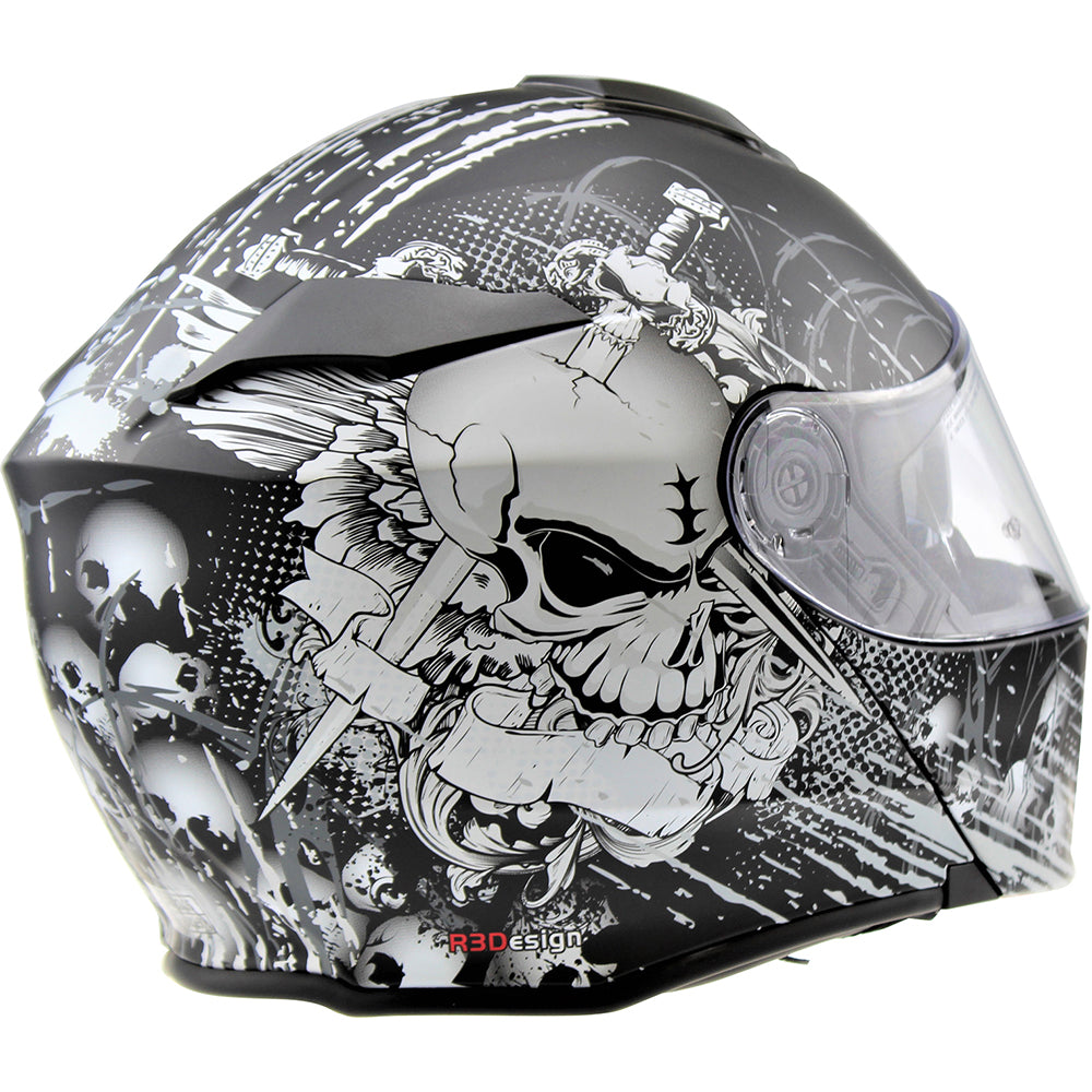 ViPER RS-V171 Flip Up Motorcycle Helmet - Matt Skull