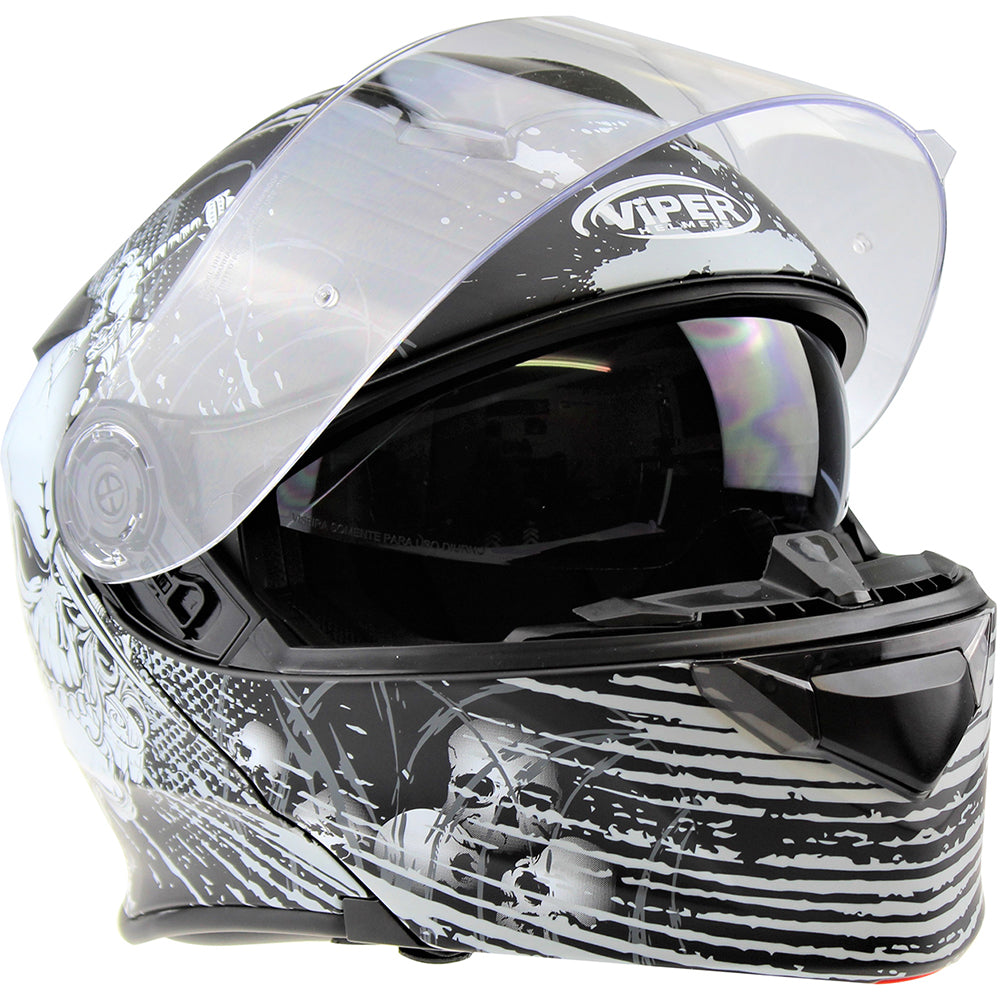 ViPER RS-V171 Flip Up Motorcycle Helmet - Matt Skull