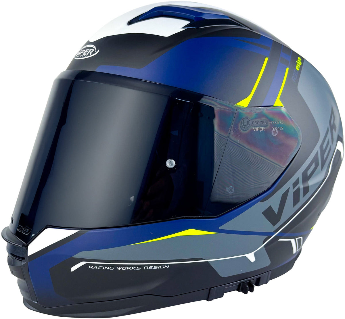 ViPER RS-V255 Full Face Motorcycle Helmet - Reactor Matt Black/Blue